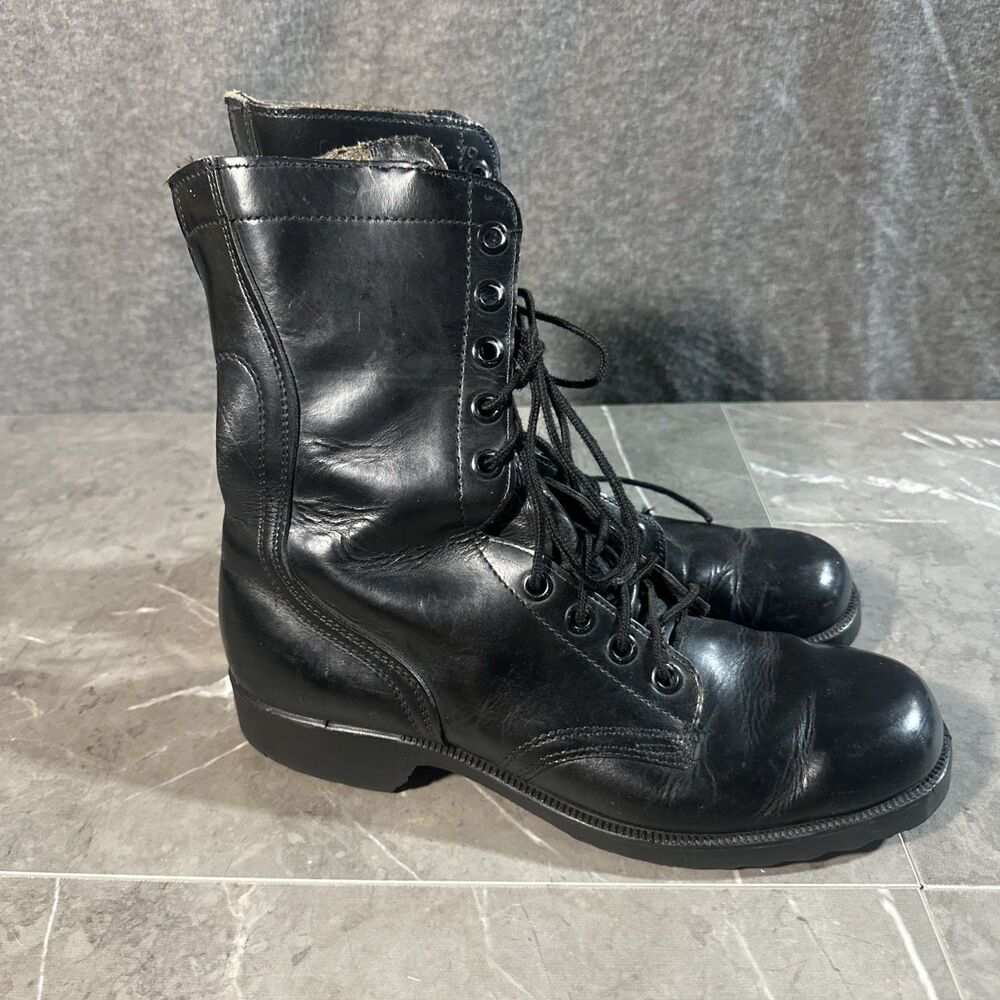 Vintage 1960’s Vietnam Black Smooth Leather Combat Boots Men’s 10.5 Narrow B19